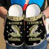 Fishing I’D Rather Be Sku 1046 Crocs Crocband Clog Comfortable For Mens Womens Classic Clog Water Shoes