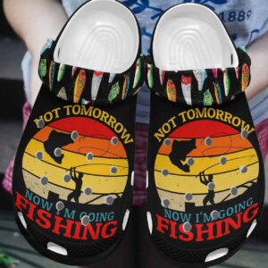 Fishing Personalized Clog Custom Crocs Comfortablefashion Style Comfortable For Women Men Kid Print 3D Not Tomorrow Now I’M Going Fishing