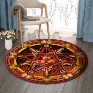 Five Elemental Round Carpet Floor Rug Living Room Bedroom Decor Round Area Rug Carpet