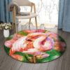 Flamingo And Flower Round Carpet Floor Rug Living Room Bedroom Decor Round Area Rug Carpet