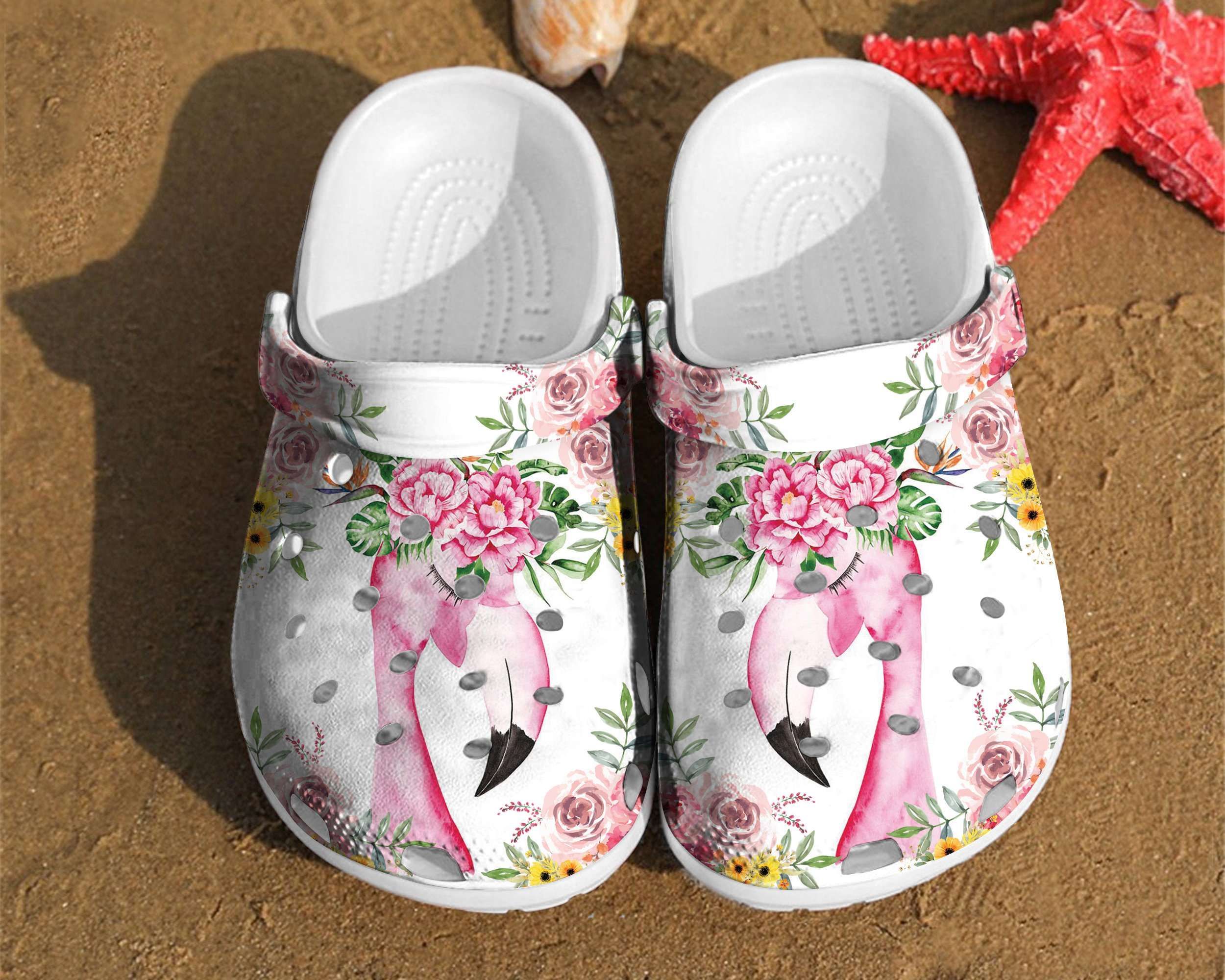 Flamingo Flower Watercolor Floral Gift For Lovers Crocs Clog Clog Shoes Flamingo Flower Watercolor Floral Gift For Lovers Crocs Clog Clog Shoes