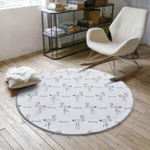 Flamingo Round Carpet Floor Rug Living Room Bedroom Decor Round Area Rug Carpet
