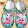 Flamingo Hawaiian Crocs Clog Shoes – Beauty Flower Crocs Clog Crocbland Clog Birthday Gift For Woman Girl Grandma Mother Sister Daughter