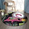 Flamingo In Moon Night Round Carpet Floor Rug Living Room Bedroom Decor Round Area Rug Carpet
