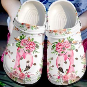Flamingo Lovely Sku 1066 Crocs Crocband Clog Comfortable For Mens Womens Classic Clog Water Shoes