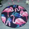 Flamingo Park Pink Round Carpet Floor Rug Living Room Bedroom Decor Round Area Rug Carpet