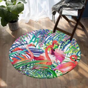 Flamingo Passion Round Carpet Floor Rug Living Room Bedroom Decor Round Area Rug Carpet