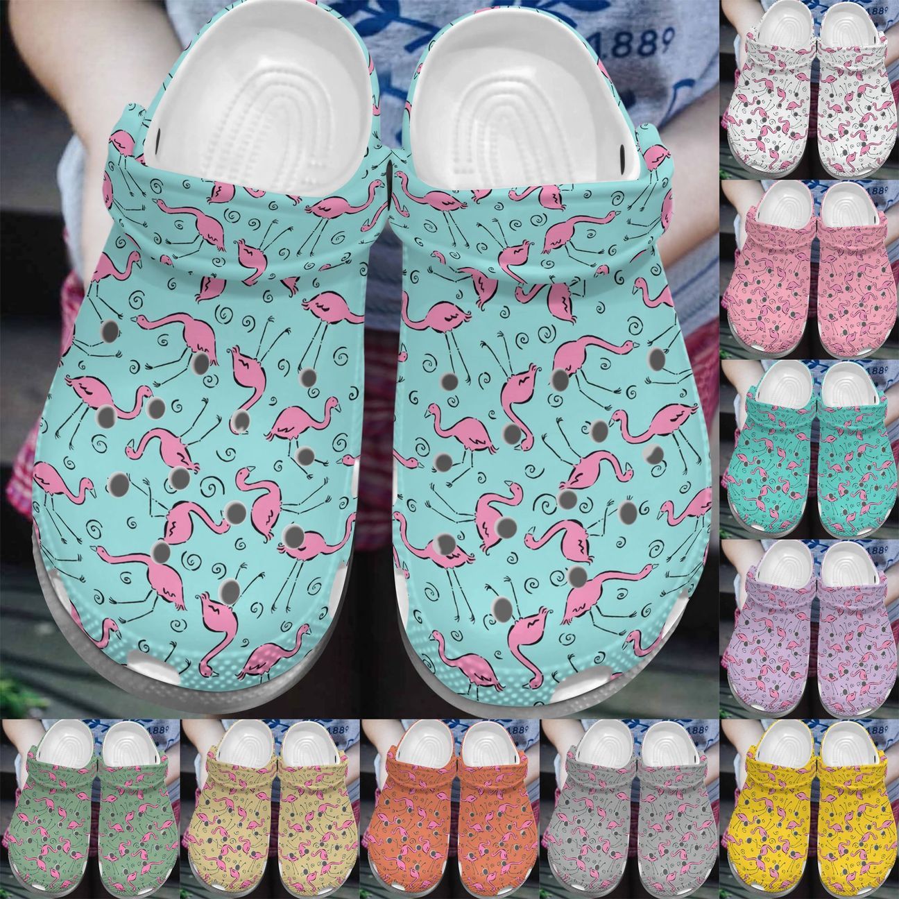 Flamingo Pattern Personalize Clog Custom Crocs Fashionstyle Comfortable For Women Men Kid Print 3D Whitesole Flamingo Pattern Personalize Clog Custom Crocs Fashionstyle Comfortable For Women Men Kid Print 3D Whitesole