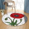 Flanders Poppy Round Carpet Floor Rug Living Room Bedroom Decor Round Area Rug Carpet