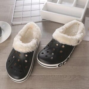 Fleece Crocs Clog Barati Store Women Slippers Furry Hole Shoes Winter Style