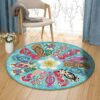 Flip Flops Flower Round Carpet Floor Rug Living Room Bedroom Decor Round Area Rug Carpet