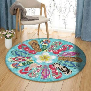 Flip Flops Flower Round Carpet Floor Rug Living Room Bedroom Decor Round Area Rug Carpet
