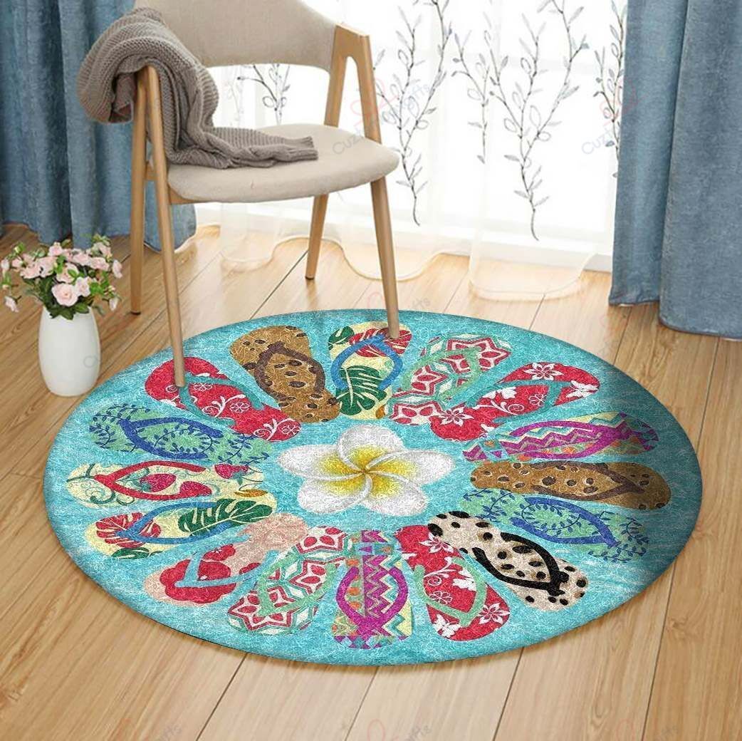 Flip Flops Flower Round Carpet Floor Rug Living Room Bedroom Decor Round Area Rug Carpet Flip Flops Flower Round Carpet Floor Rug Living Room Bedroom Decor Round Area Rug Carpet