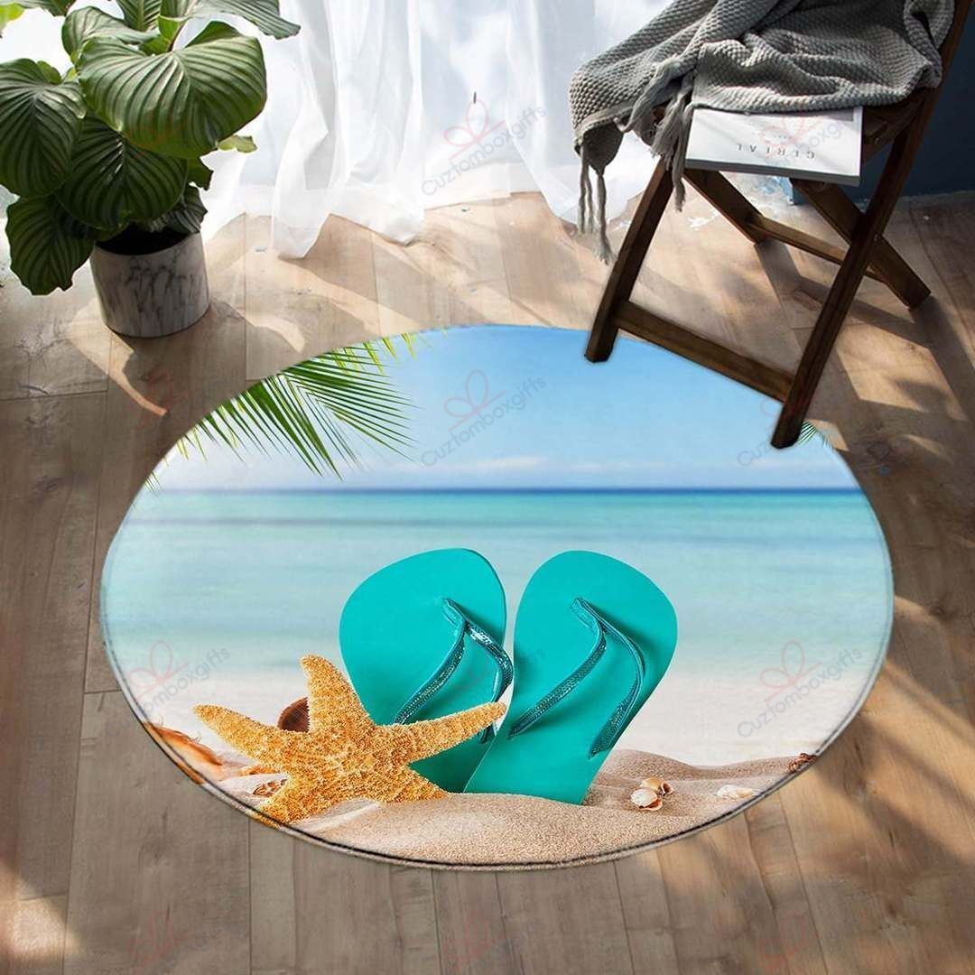 Flip Flops On The Beach Round Carpet Floor Rug Living Room Bedroom Decor Round Area Rug Carpet Flip Flops On The Beach Round Carpet Floor Rug Living Room Bedroom Decor Round Area Rug Carpet