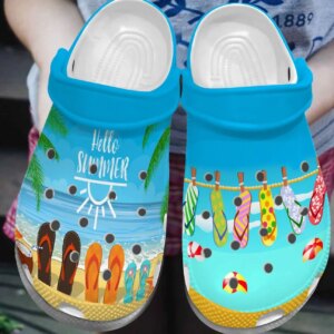 Flip Flops Personalized Clog Custom Crocs Comfortablefashion Style Comfortable For Women Men Kid Print 3D Hello