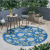 Floral Anemone And Green Round Carpet Floor Rug Living Room Bedroom Decor Round Area Rug Carpet