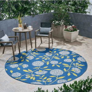 Floral Anemone And Green Round Carpet Floor Rug Living Room Bedroom Decor Round Area Rug Carpet