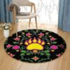 Floral Bearpaw Round Carpet Floor Rug Living Room Bedroom Decor Round Area Rug Carpet