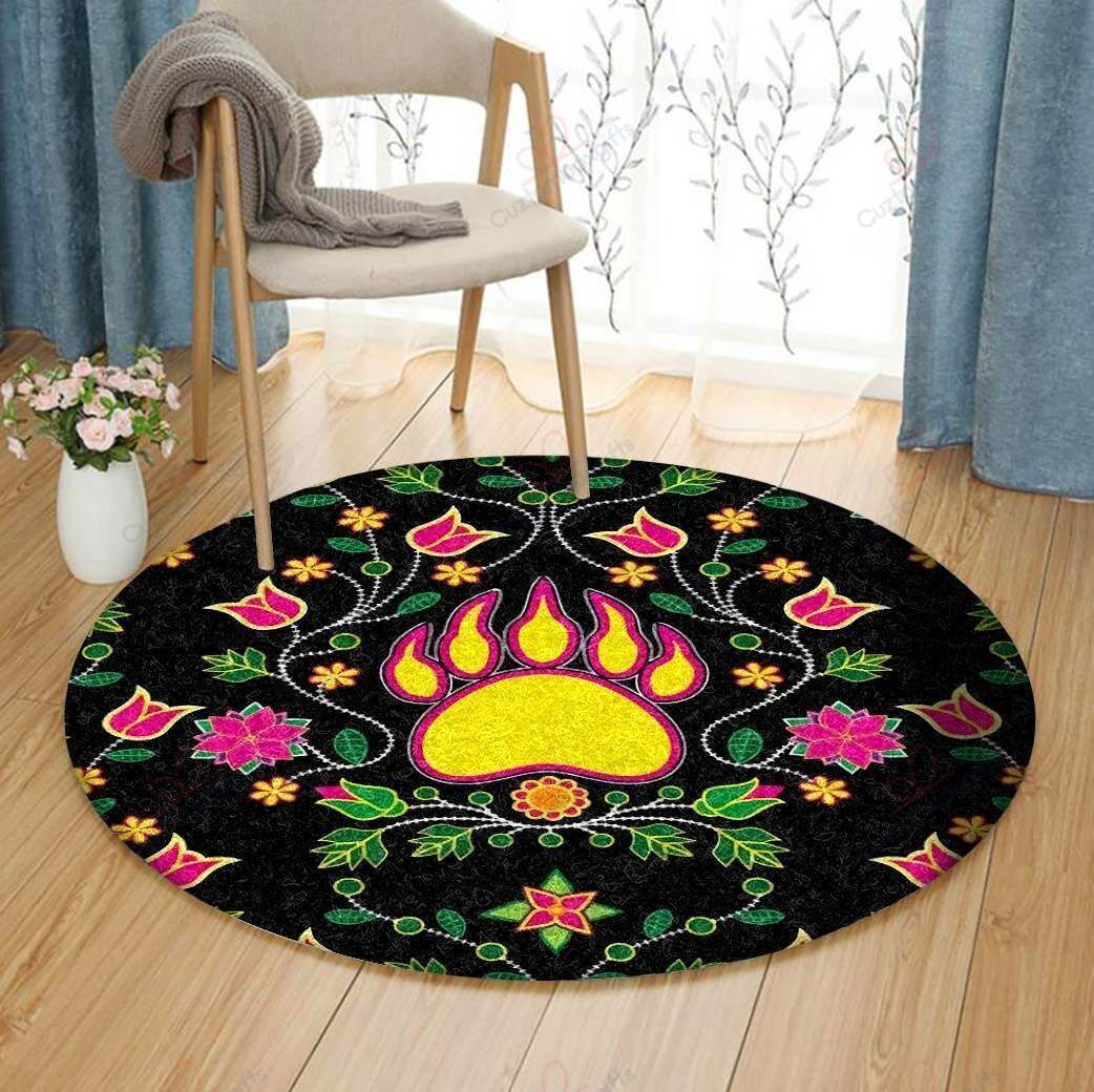 Floral Bearpaw Round Carpet Floor Rug Living Room Bedroom Decor Round Area Rug Carpet Floral Bearpaw Round Carpet Floor Rug Living Room Bedroom Decor Round Area Rug Carpet