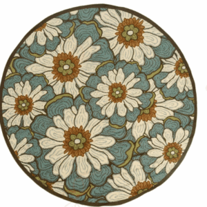 Floral Blue And Brown Round Carpet Floor Rug Living Room Bedroom Decor Round Area Rug Carpet