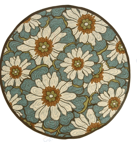 Floral Blue And Brown Round Carpet Floor Rug Living Room Bedroom Decor Round Area Rug Carpet Floral Blue And Brown Round Carpet Floor Rug Living Room Bedroom Decor Round Area Rug Carpet