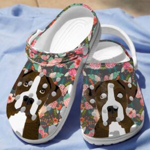 Floral Boxer Dog Crocs Clog Classic Clogs Shoes