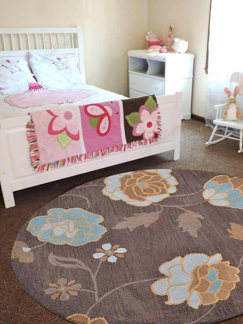 Floral Brown Round Carpet Floor Rug Living Room Bedroom Decor Round Area Rug Carpet Floral Brown Round Carpet Floor Rug Living Room Bedroom Decor Round Area Rug Carpet