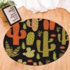 Floral Cactus Round Carpet Floor Rug Living Room Bedroom Decor Round Area Rug Carpet