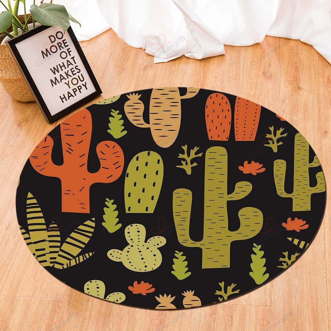 Floral Cactus Round Carpet Floor Rug Living Room Bedroom Decor Round Area Rug Carpet Floral Cactus Round Carpet Floor Rug Living Room Bedroom Decor Round Area Rug Carpet
