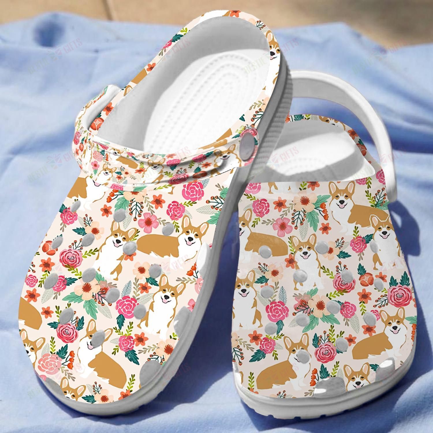 Floral Corgy Crocs Clog Classic Clogs Shoes Floral Corgy Crocs Clog Classic Clogs Shoes