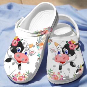 Floral Dairy Cattle Crocs Clog Classic Clogs Shoes