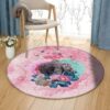 Floral Elephant Round Carpet Floor Rug Living Room Bedroom Decor Round Area Rug Carpet