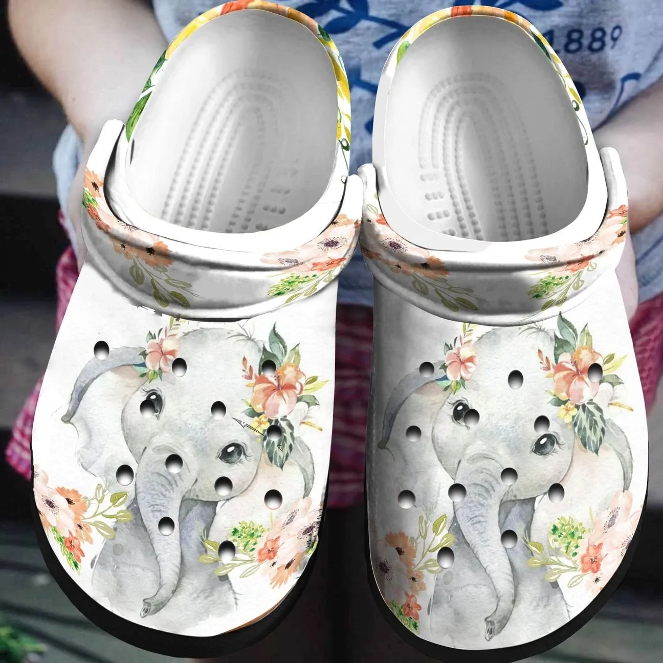 Floral Elephant Personalized Clog Custom Crocs Comfortablefashion Style Comfortable For Women Men Kid Print 3D Floral Elephant Personalized Clog Custom Crocs Comfortablefashion Style Comfortable For Women Men Kid Print 3D