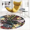 Floral Flower Pattern Round Carpet Floor Rug Living Room Bedroom Decor Round Area Rug Carpet
