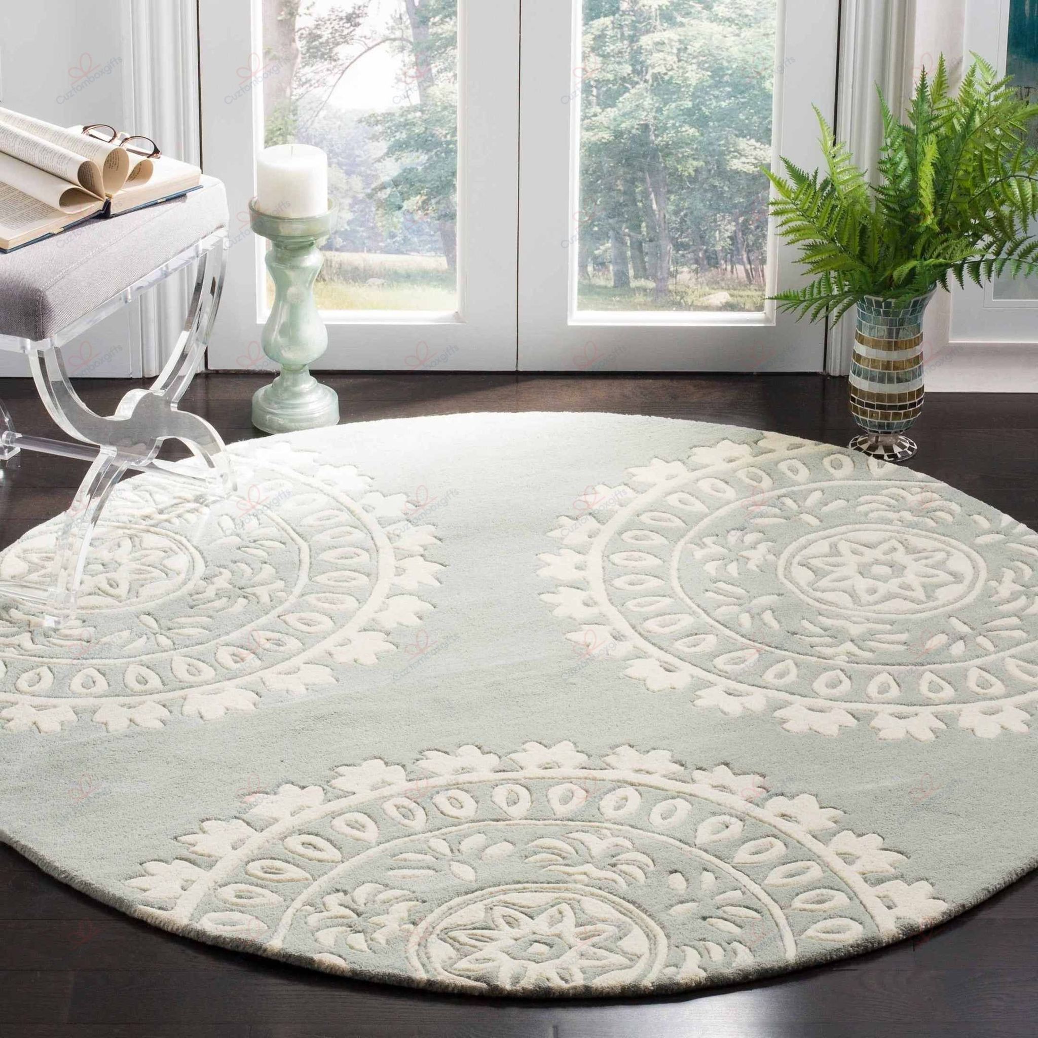Floral Round Carpet Floor Rug Living Room Bedroom Decor Round Area Rug Carpet Floral Round Carpet Floor Rug Living Room Bedroom Decor Round Area Rug Carpet