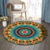 Floral Pattern Round Carpet Floor Rug Living Room Bedroom Decor Round Area Rug Carpet