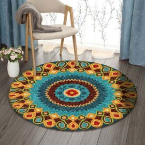 Floral Pattern Round Carpet Floor Rug Living Room Bedroom Decor Round Area Rug Carpet