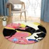 Flower And Bee Round Carpet Floor Rug Living Room Bedroom Decor Round Area Rug Carpet