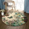 Flower And Butterfly Round Carpet Floor Rug Living Room Bedroom Decor Round Area Rug Carpet