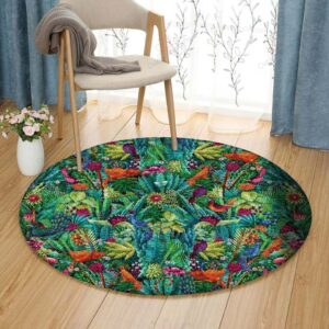 Flower Animals Round Carpet Floor Rug Living Room Bedroom Decor Round Area Rug Carpet