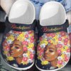 Flower Black Girl Cute Crocs Clog Shoes Clog Thanksgiving Gifts Autumn – Full Of Flower Black Queen Crocs Clog Crocbland Clog Birthday Gift For Woman Girl