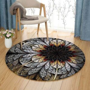 Flower Fractal Round Carpet Floor Rug Living Room Bedroom Decor Round Area Rug Carpet