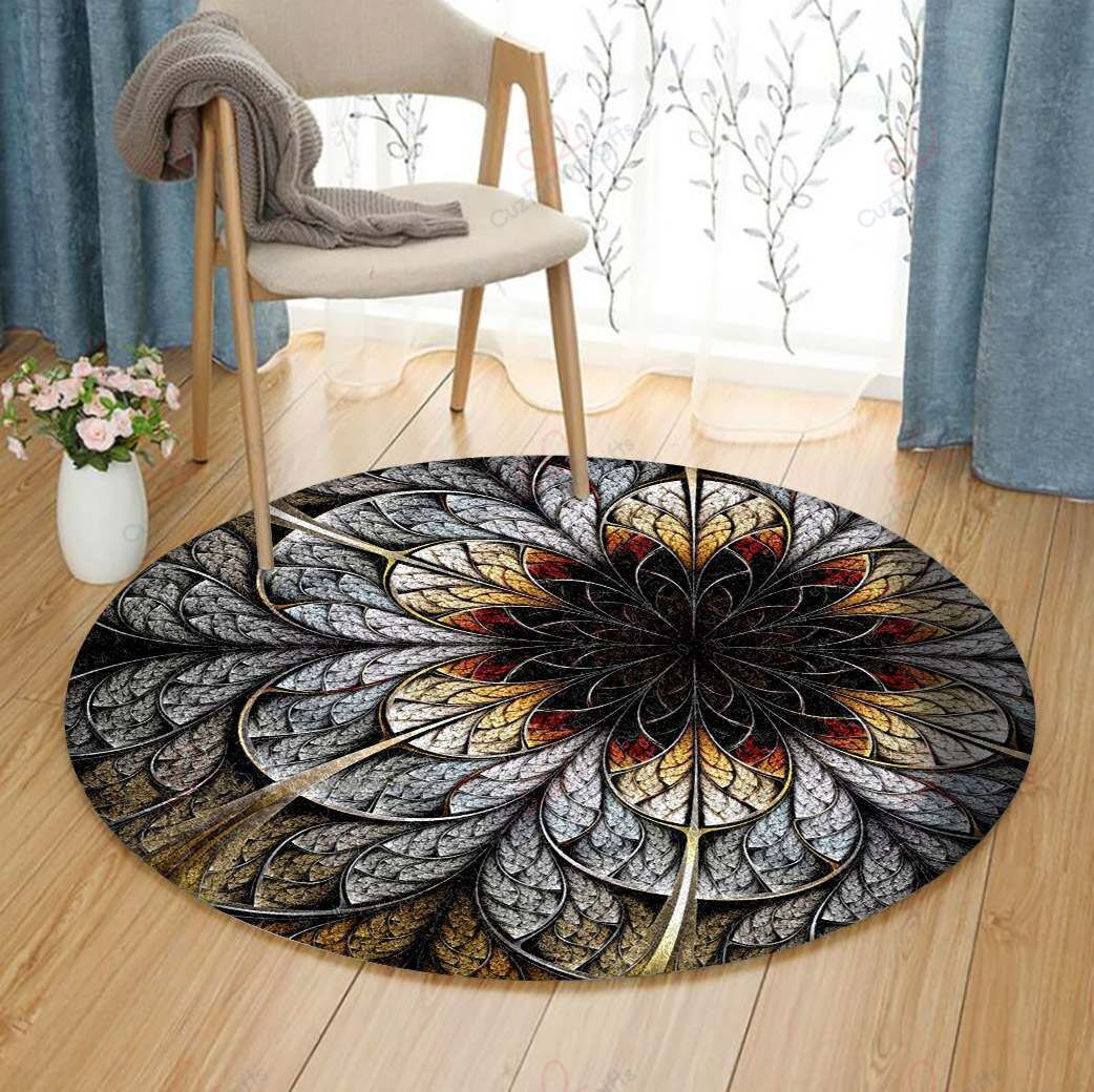 Flower Fractal Round Carpet Floor Rug Living Room Bedroom Decor Round Area Rug Carpet Flower Fractal Round Carpet Floor Rug Living Room Bedroom Decor Round Area Rug Carpet
