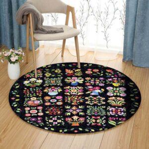 Flower Garden Np Round Carpet Floor Rug Living Room Bedroom Decor Round Area Rug Carpet