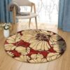 Flower In Red Round Carpet Floor Rug Living Room Bedroom Decor Round Area Rug Carpet