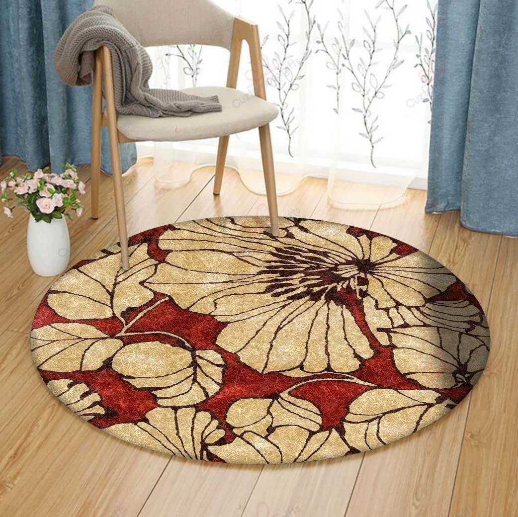 Flower In Red Round Carpet Floor Rug Living Room Bedroom Decor Round Area Rug Carpet Flower In Red Round Carpet Floor Rug Living Room Bedroom Decor Round Area Rug Carpet