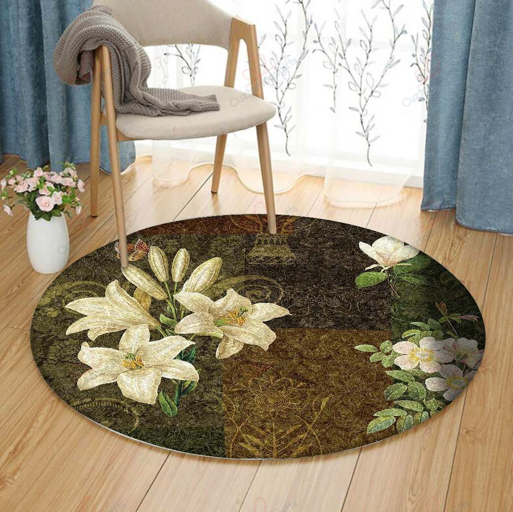 Flower Patchwork Round Carpet Floor Rug Living Room Bedroom Decor Round Area Rug Carpet Flower Patchwork Round Carpet Floor Rug Living Room Bedroom Decor Round Area Rug Carpet