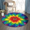 Flower Peace Round Carpet Floor Rug Living Room Bedroom Decor Round Area Rug Carpet