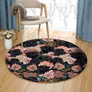 Flower Pug Round Carpet Floor Rug Living Room Bedroom Decor Round Area Rug Carpet