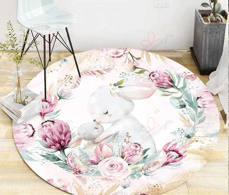 Flower Rabbit Round Carpet Floor Rug Living Room Bedroom Decor Round Area Rug Carpet Flower Rabbit Round Carpet Floor Rug Living Room Bedroom Decor Round Area Rug Carpet